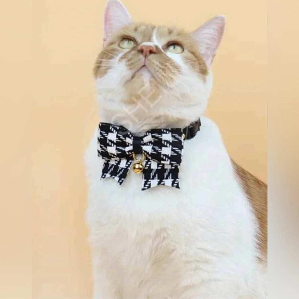 NEW Houndstooth Pet Bow and Tie Set